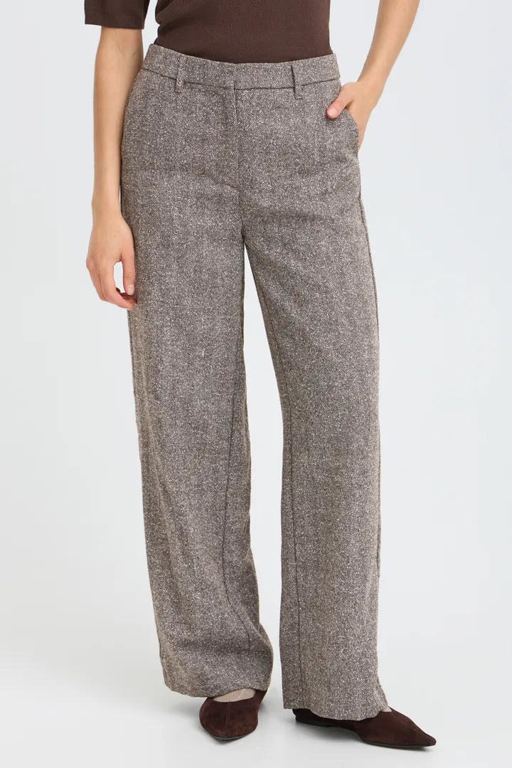 Vea Herringbone Brown Trousers