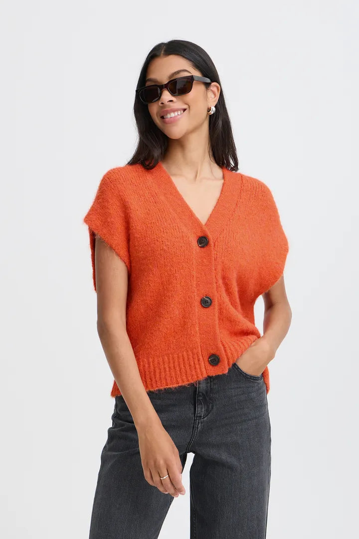 Orange Millers Button Knitted Vest