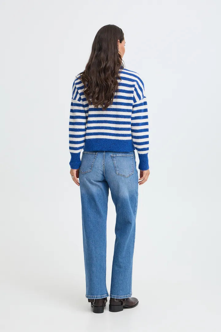 Cobalt Blue & White Stripe Omea Jumper