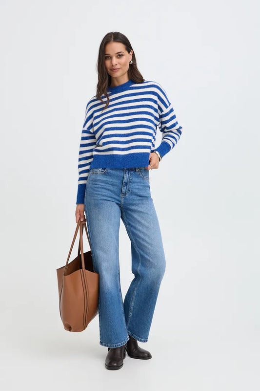 Cobalt Blue & White Stripe Omea Jumper