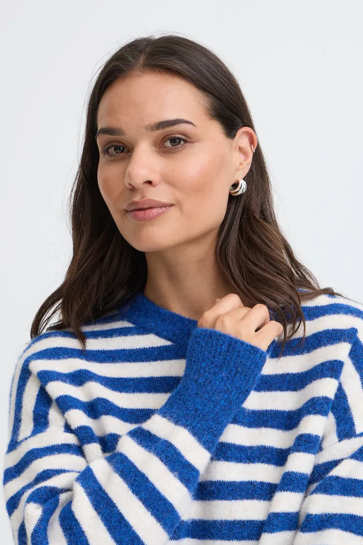 Cobalt Blue & White Stripe Omea Jumper