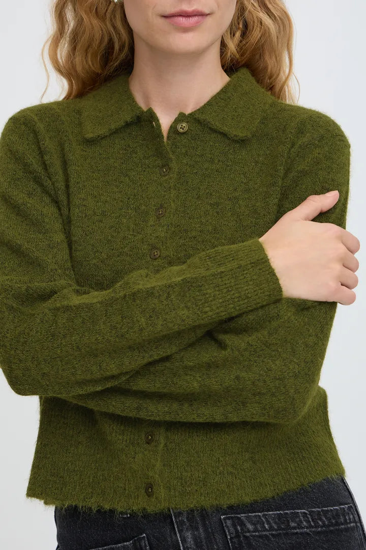 Khaki Minua Button Cardigan