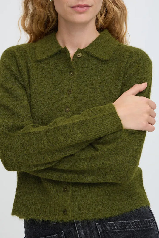 Khaki Minua Button Cardigan