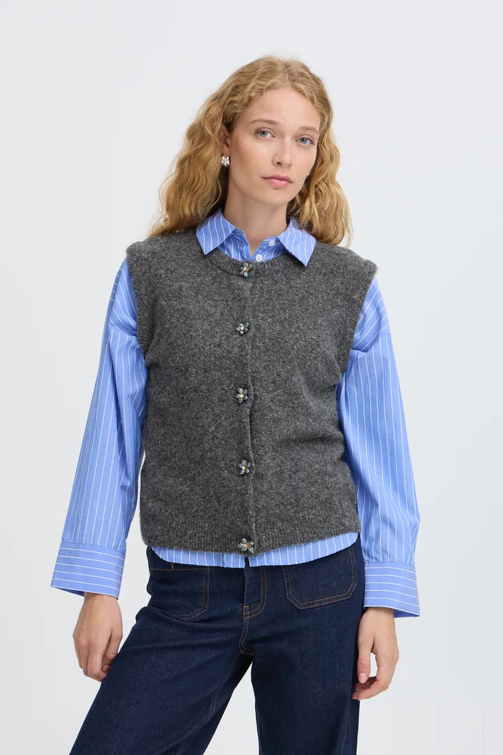 Omea Grey Sleeveless Cardi
