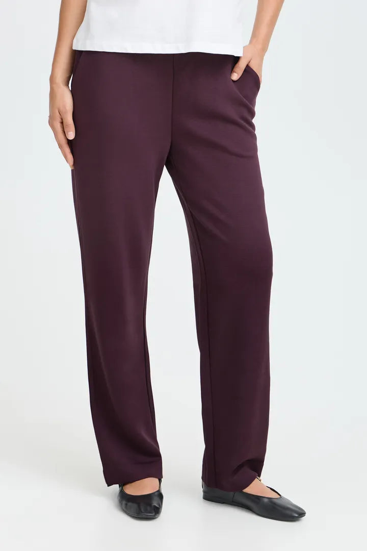 Chocolate Brown Pusti Straight Elasticated Trousers