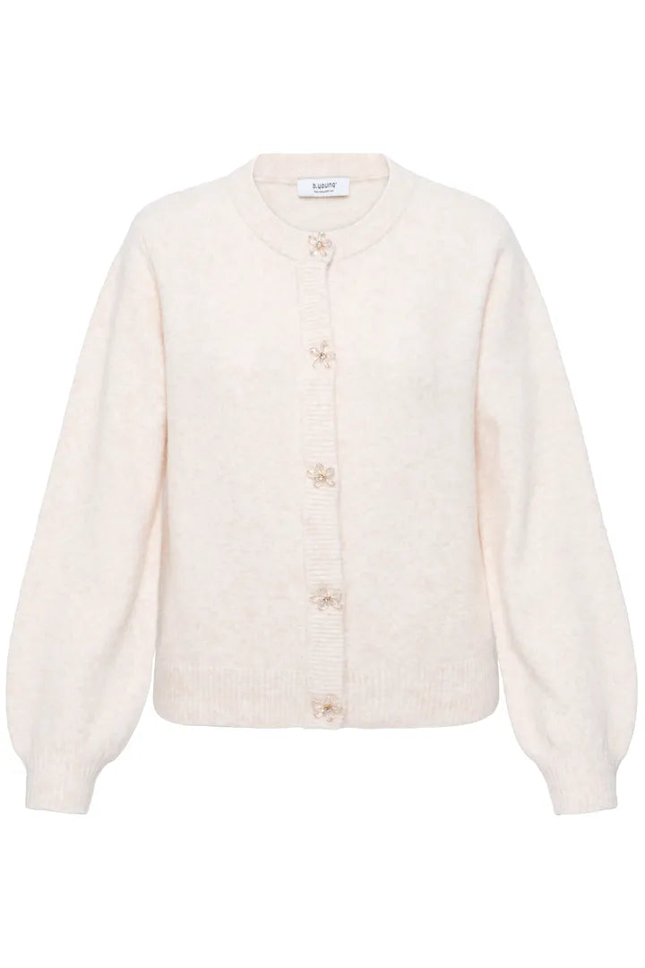 Cream Flower Button Cardi