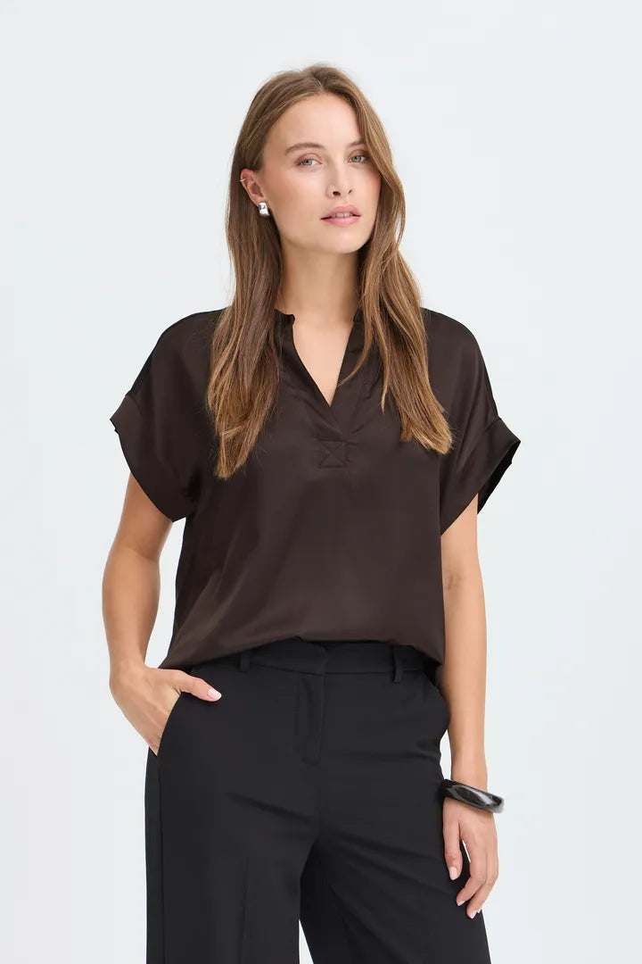 Chocolate Brown Selita V Neck Blouse