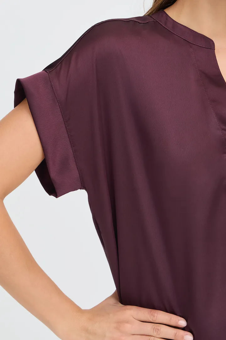 Deep Burgundy Selita V Neck Blouse