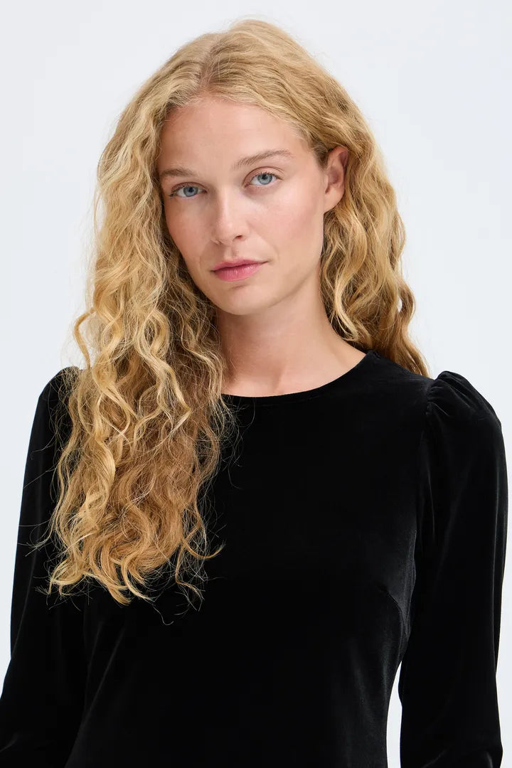 Black Velvet Perlina Lace Hem Dress