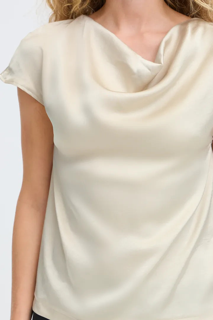 Cream Yisa Cowl Neck Blouse