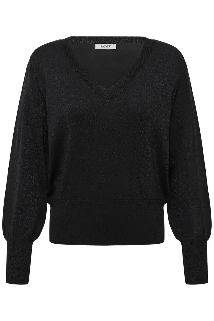 Black Glitter Mobbe V Neck Jumper