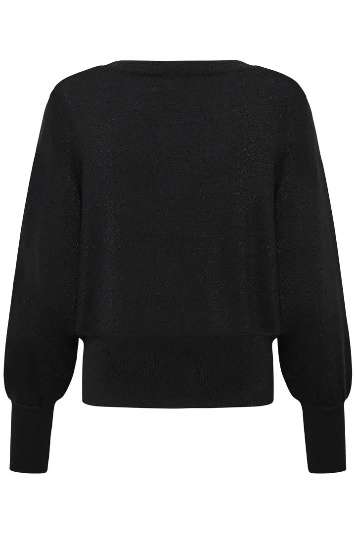 Black Glitter Mobbe V Neck Jumper