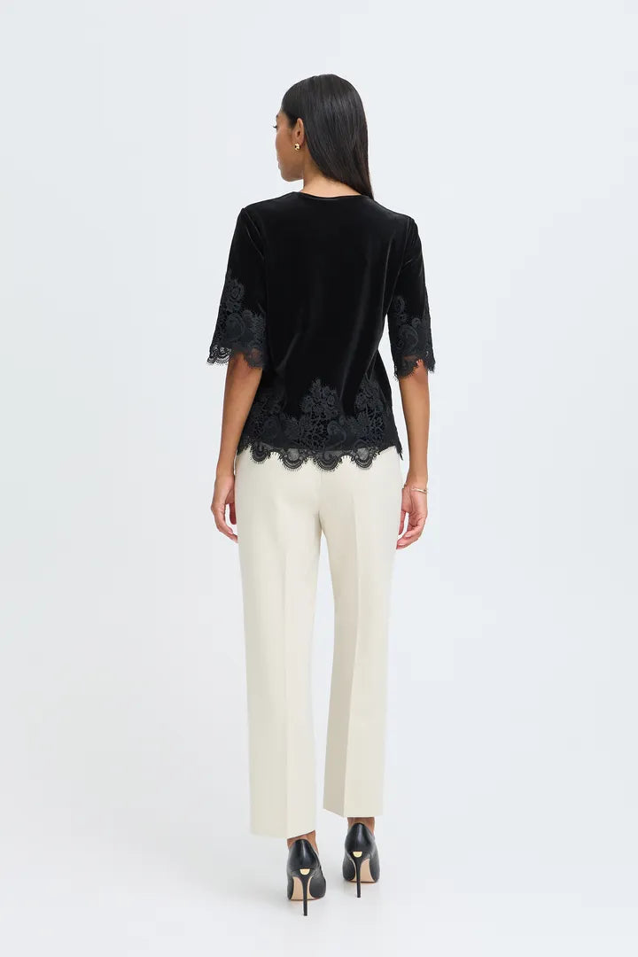Black Velvet Perlina Lace Hem Blouse