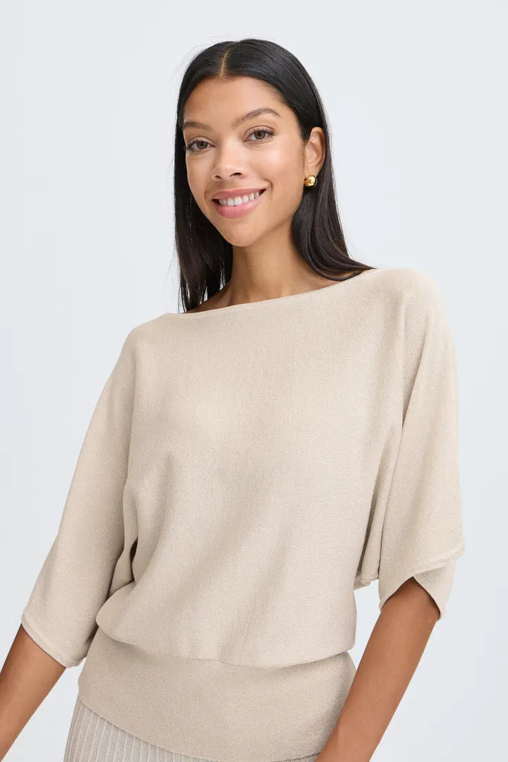 Cream Glitter Mobbe Batwing Jumper