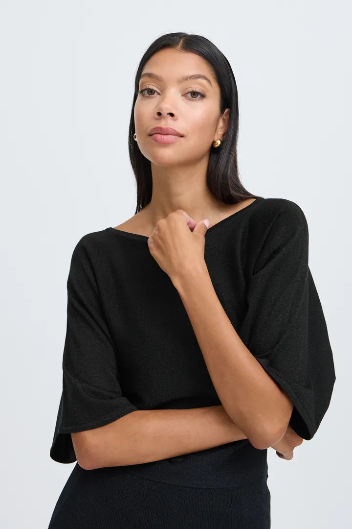 Black Glitter Mobbe Batwing Jumper