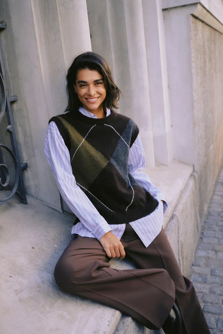 Milla Argyle Slipover Top