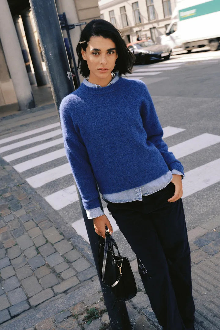 Cobalt Blue Omea Crew Neck Jumper