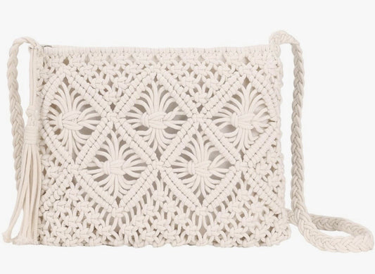 White Crochet Crossbody Bag