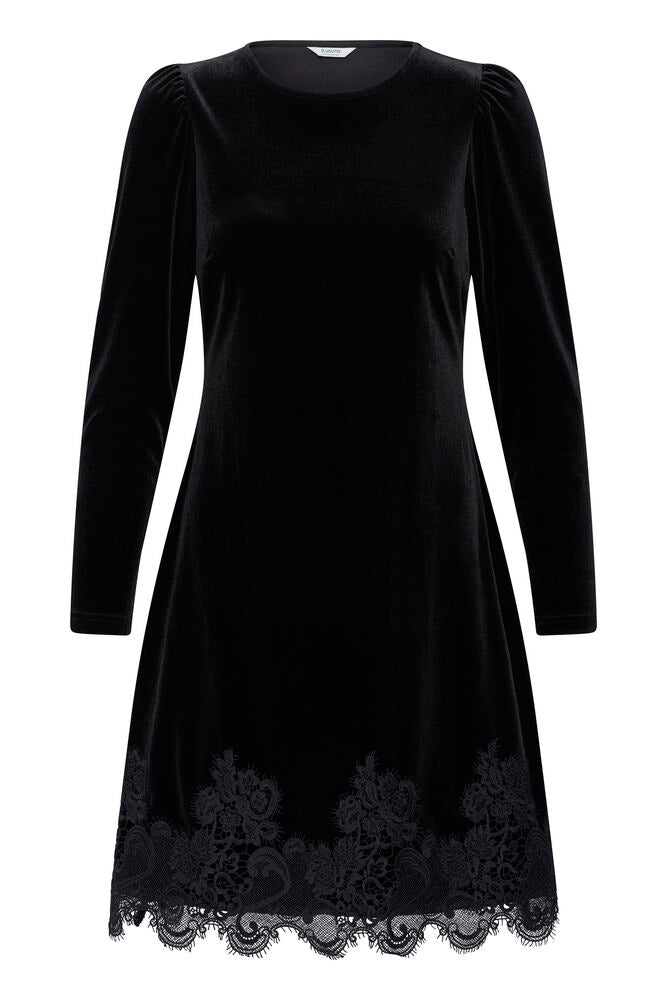 Black Perlina Lace Hem Dress