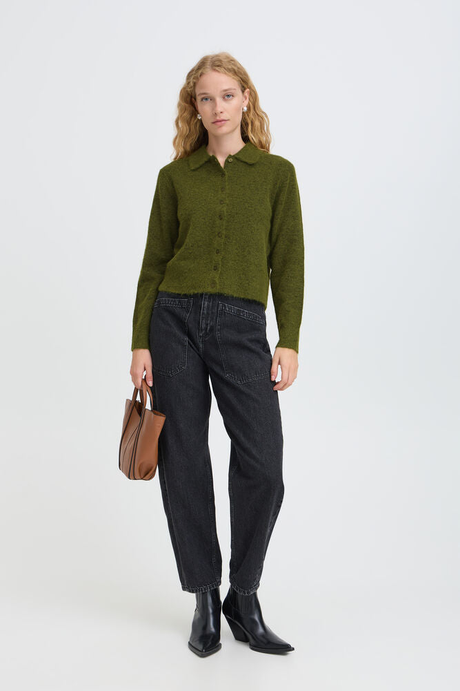 Khaki Minua Button Cardigan