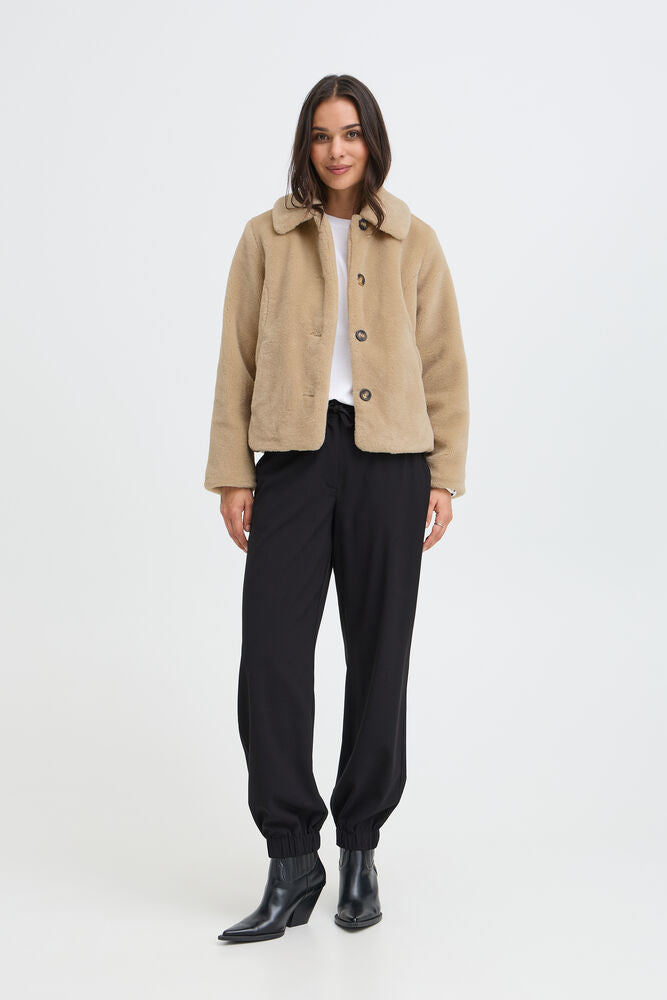 Cream Carlinno Faux Fur Jacket