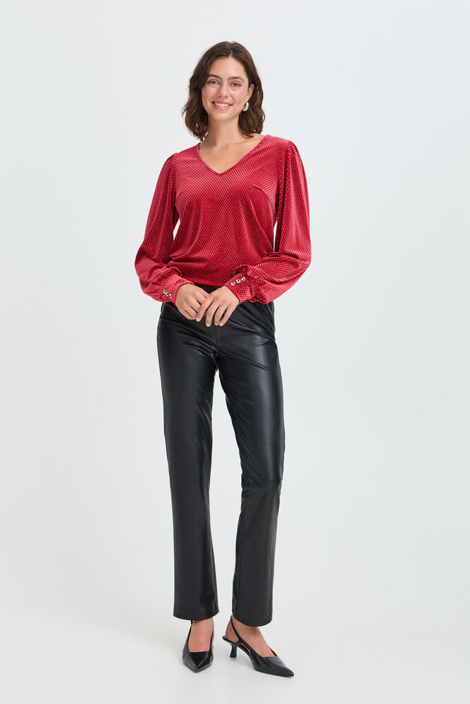 Lena Black Pleather Straight Leg Leggings