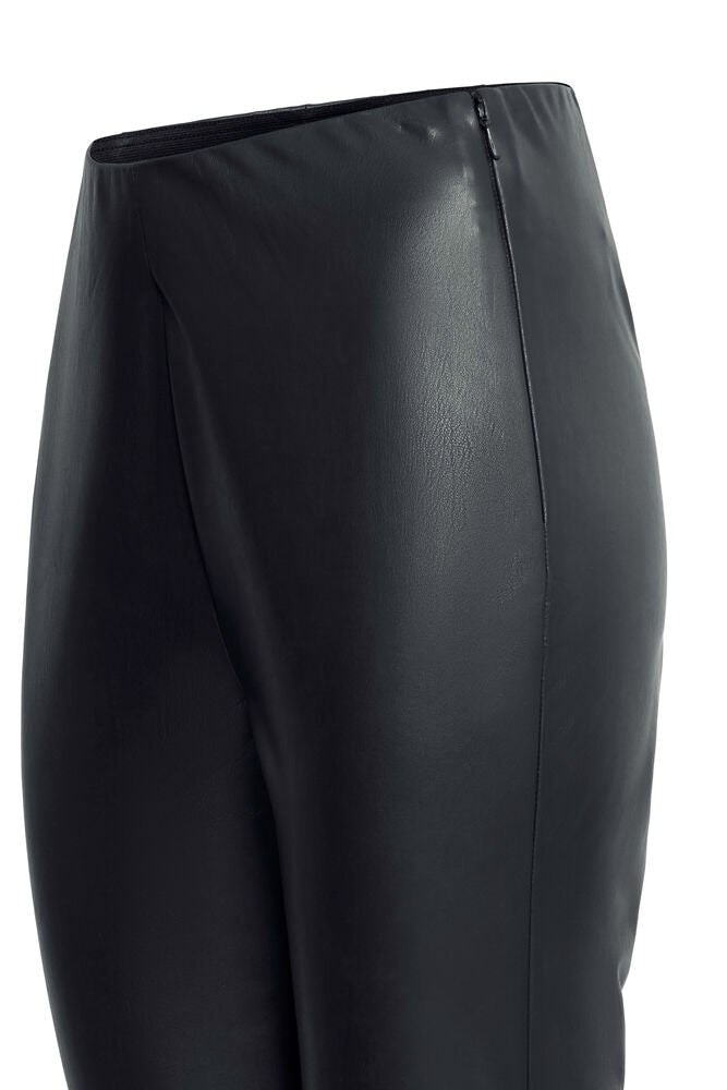 Lena Black Pleather Straight Leg Leggings