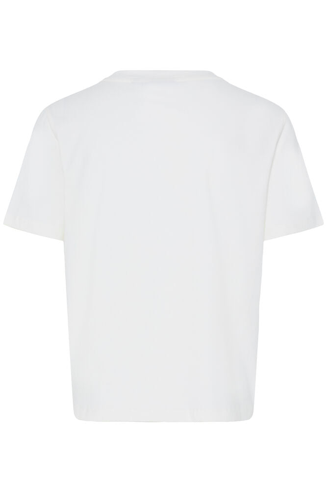 Cream Feba V Neck Cap Sleeve T-Shirt
