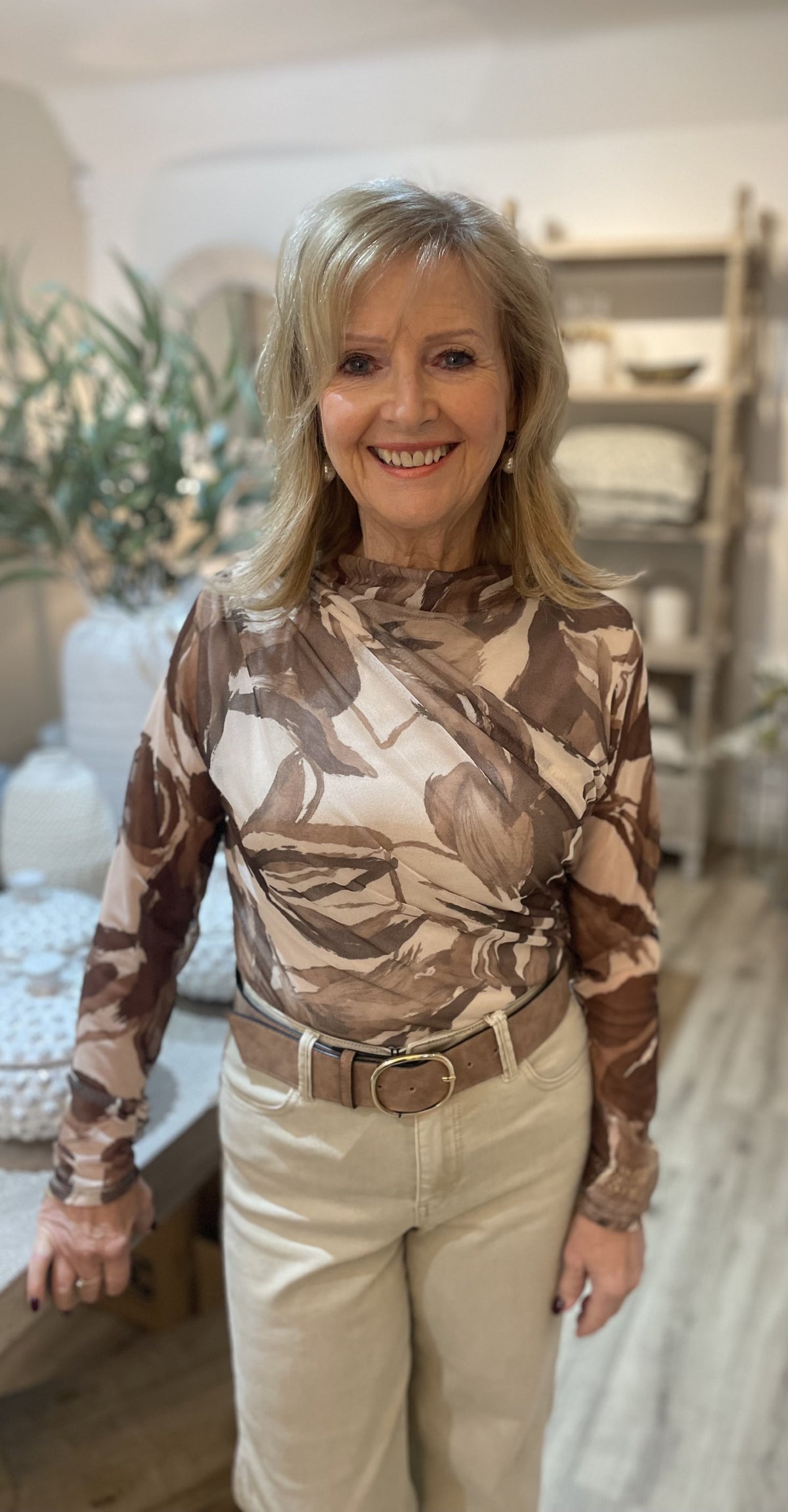 Cream Vintage Floral Sheer Bodysuit Top