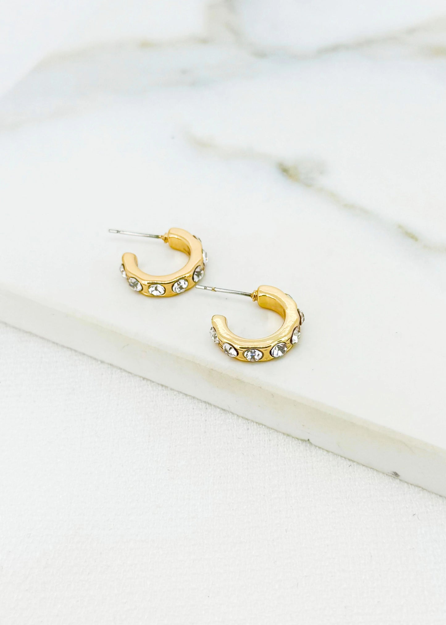 Gold and Crystal Hoop Earring