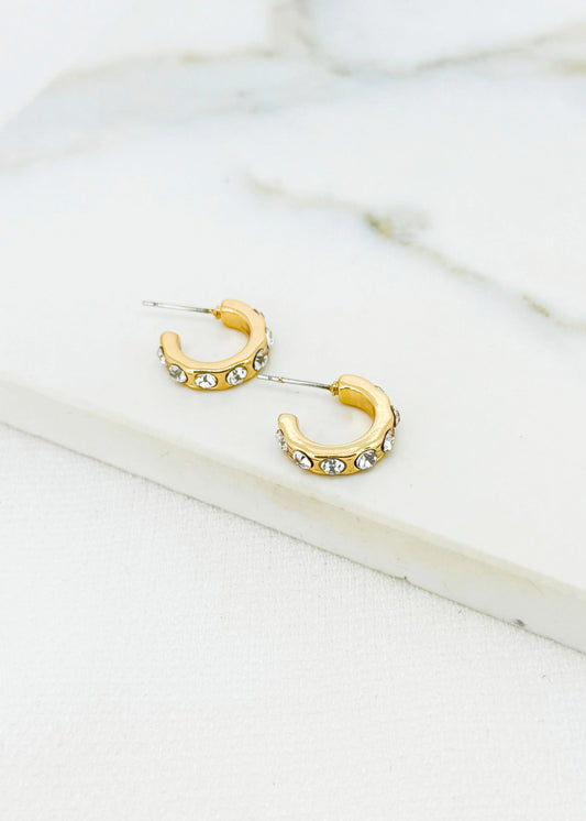 Gold and Crystal Hoop Earring