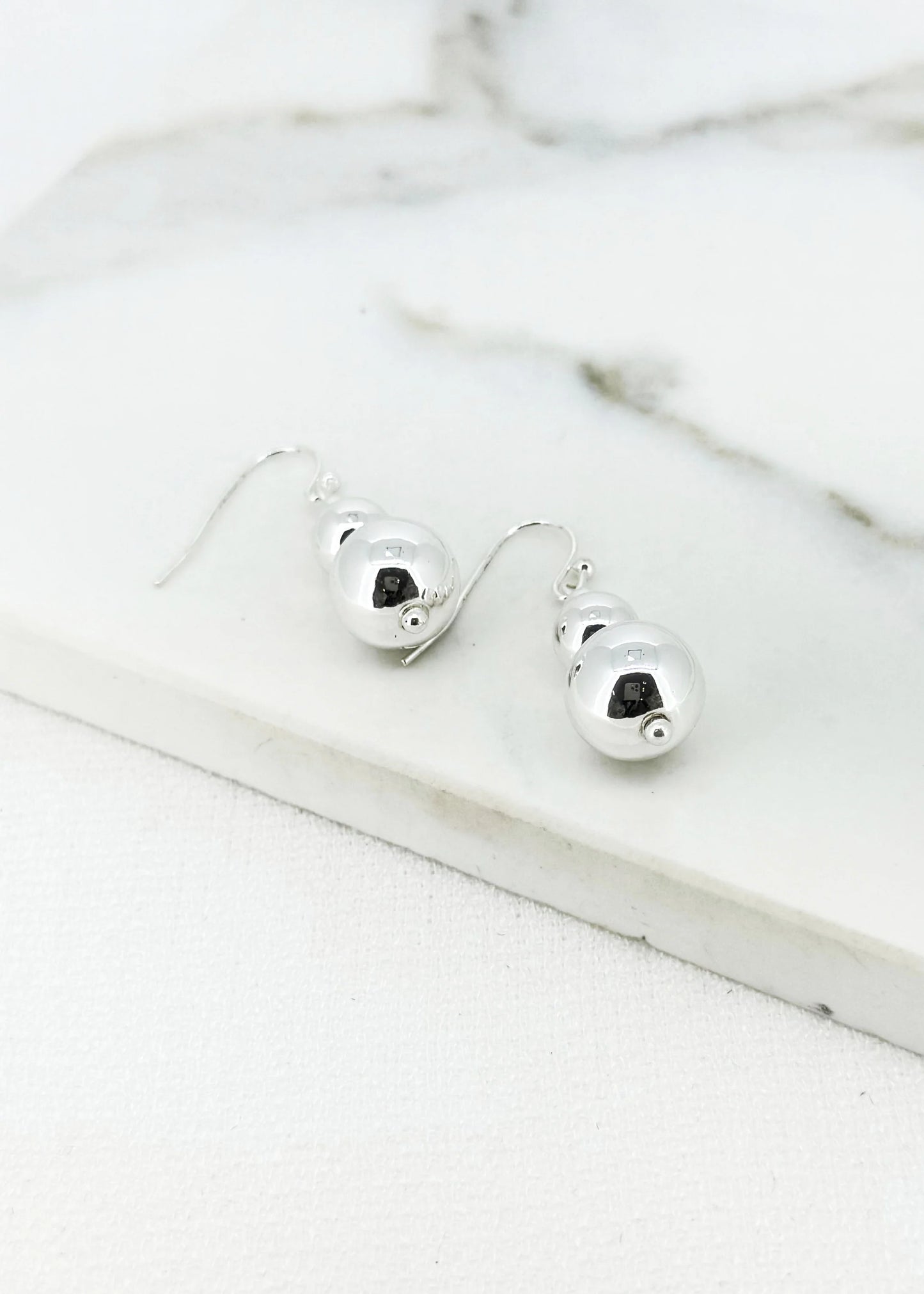 Silver Balls Dropper Earring