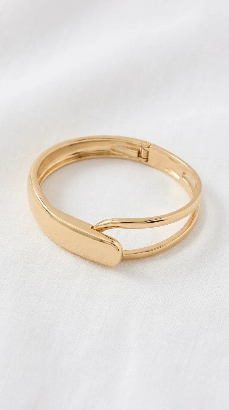 Gold Looped Hinged Bangle