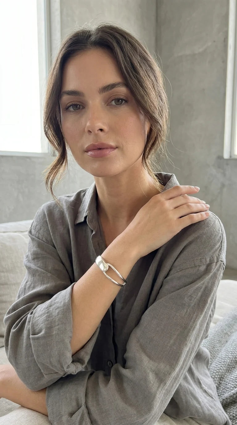 Silver Looped Hinged Bangle