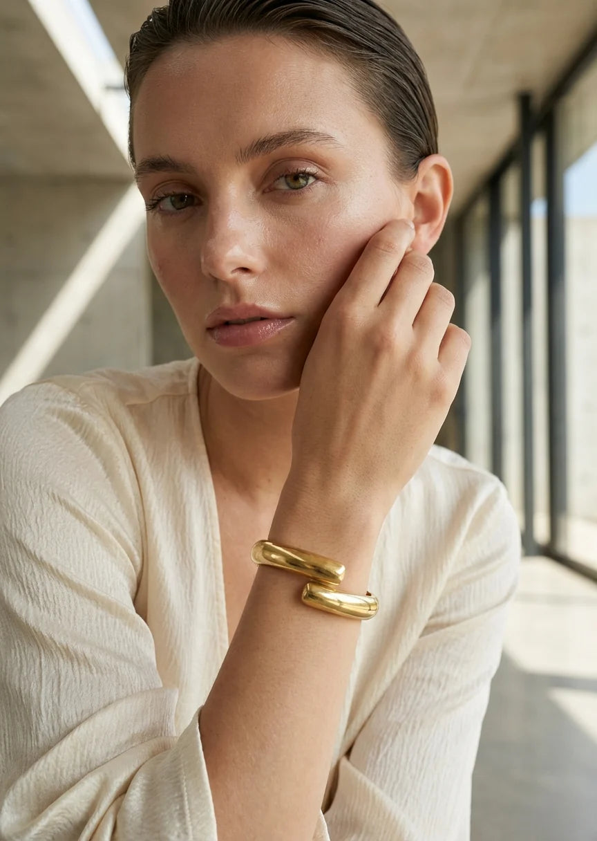 Gold Hinged Wraparound Bracelet