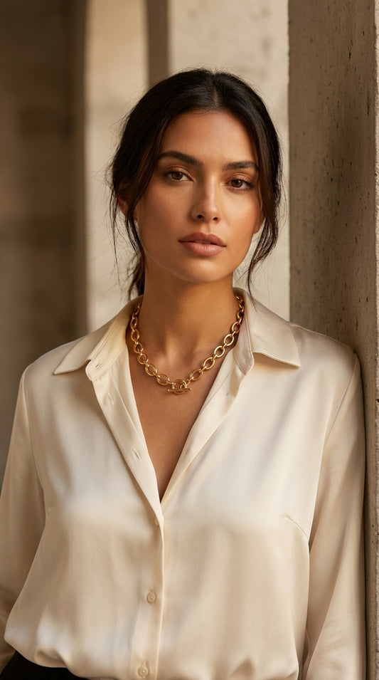 Envy Short Necklace with Large Gold Links