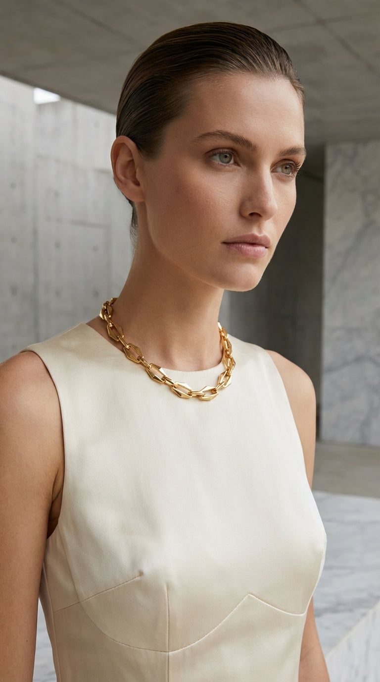 Envy Chunky gold geometric‑link short necklace