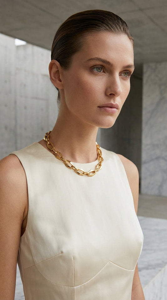 Envy Chunky gold geometric‑link short necklace