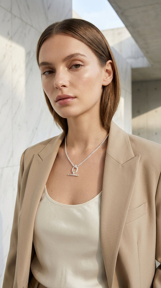 Envy Silver Short Chain Necklace with T-Bar