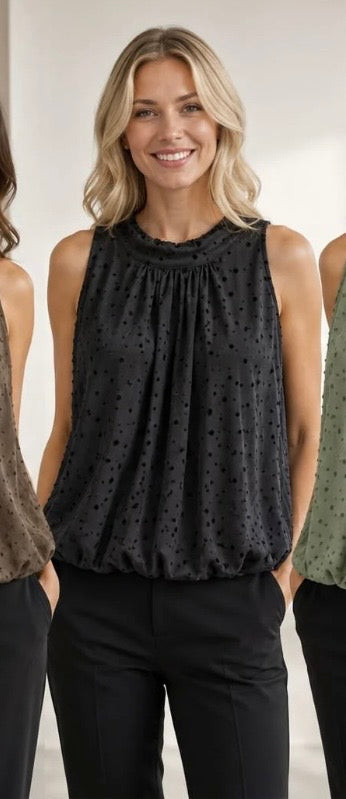 Black Dotty Halterneck Top