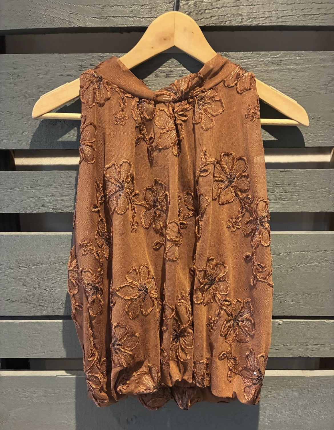 Tan Sequin Halterneck Top