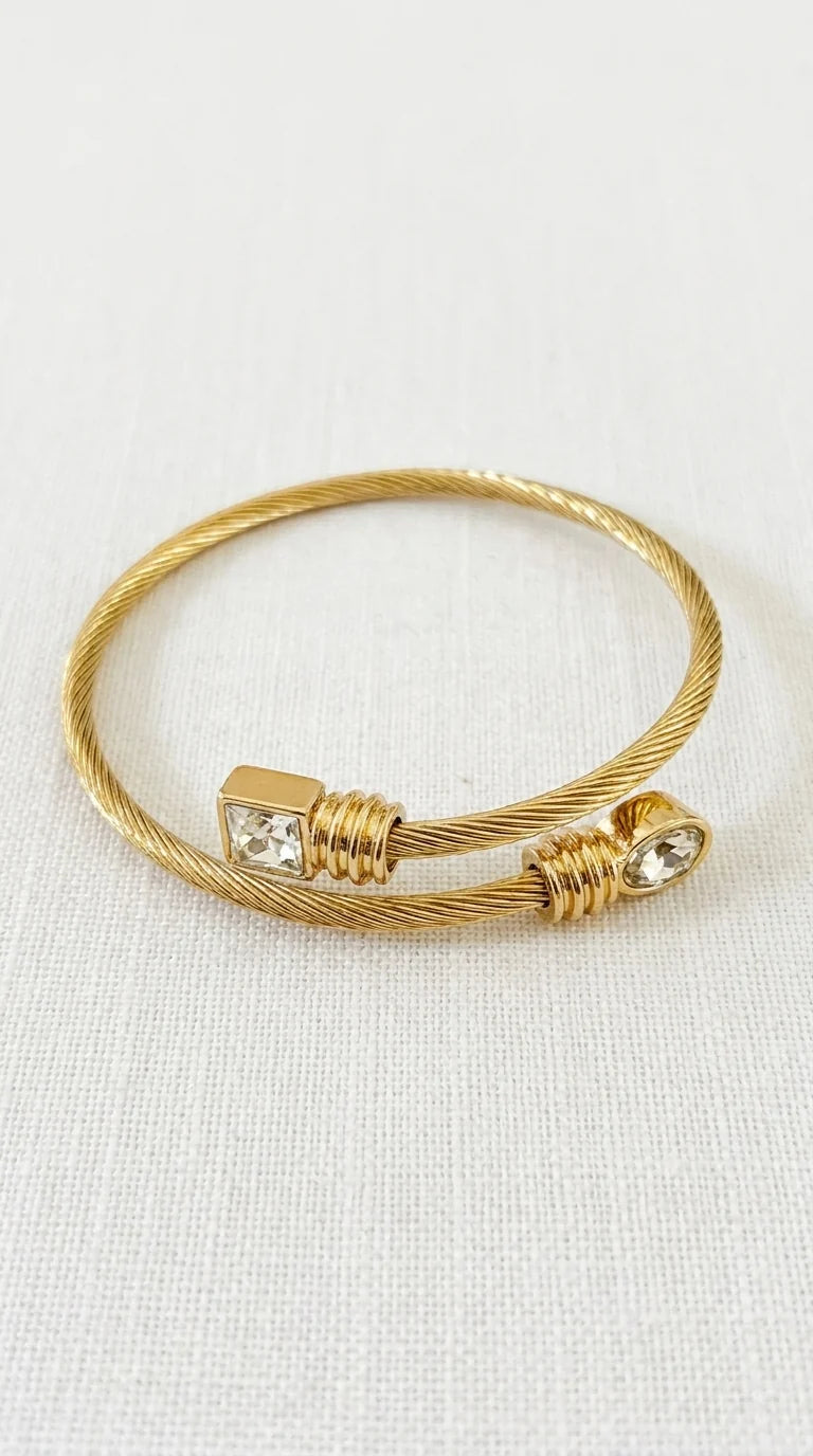 Gold Wrap Bangle with Crystal Detail