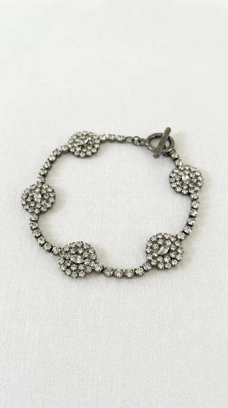 Black Diamante Bracelet with Round Diamante Design