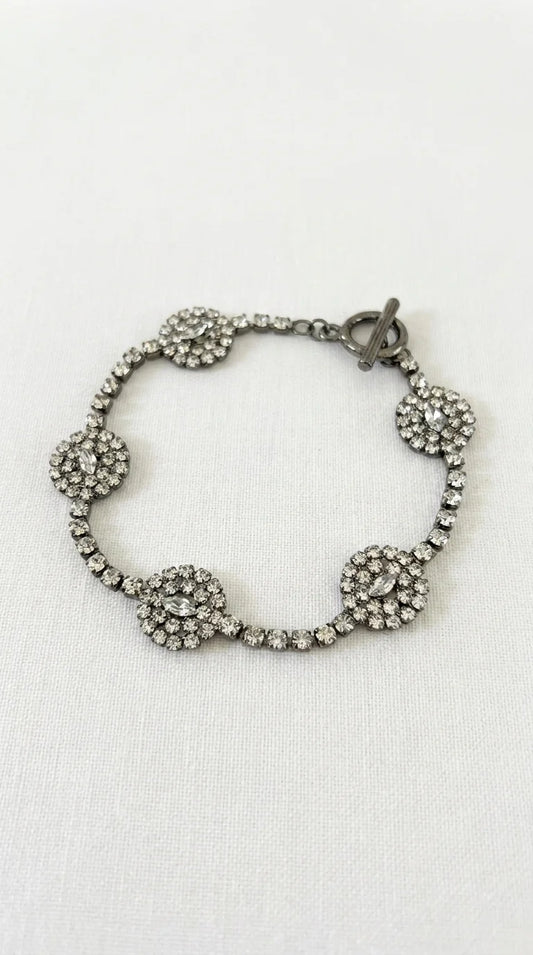 Black Diamante Bracelet with Round Diamante Design