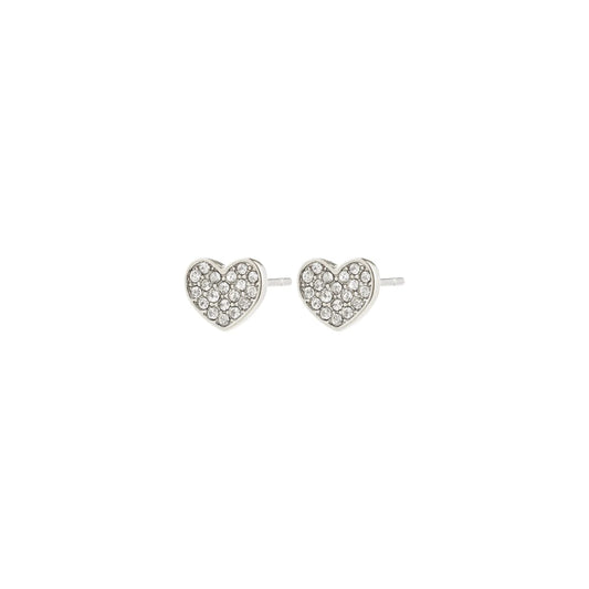 Emmett Crystal Heart Silver Plated Earrings