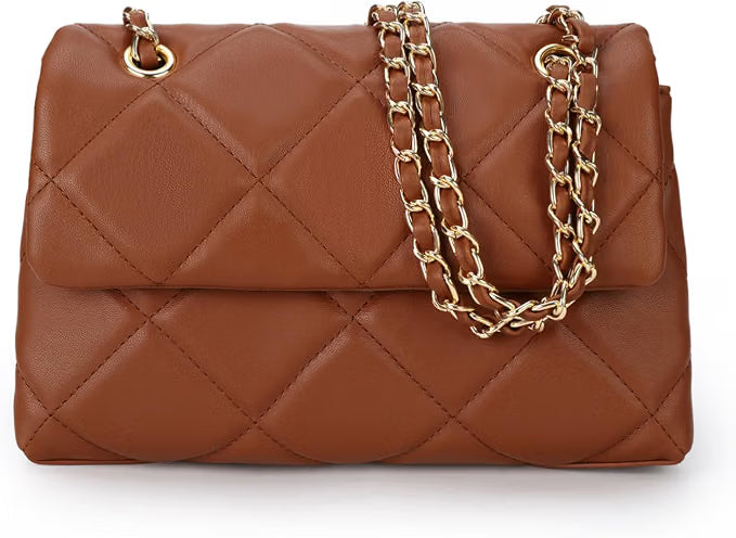 Tan Soft Leather Quilted Bag