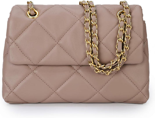 Pink Soft Leather Quilted Bag
