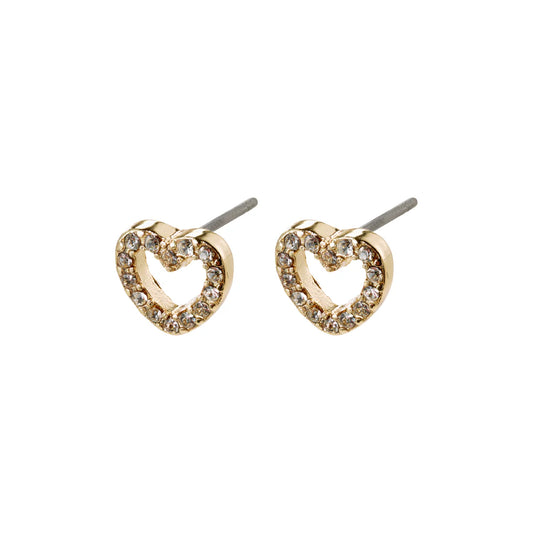 Edie Gold Plated Crystal Heart Earrings
