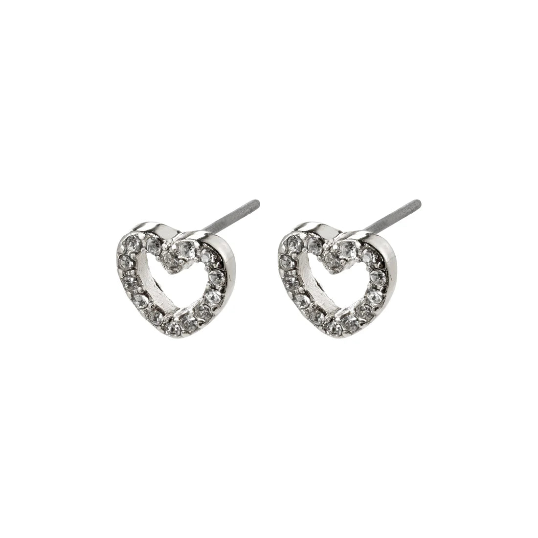 Edie Silver Plated Crystal Heart Earrings