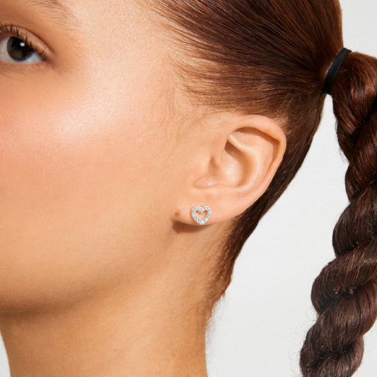 Edie Silver Plated Crystal Heart Earrings